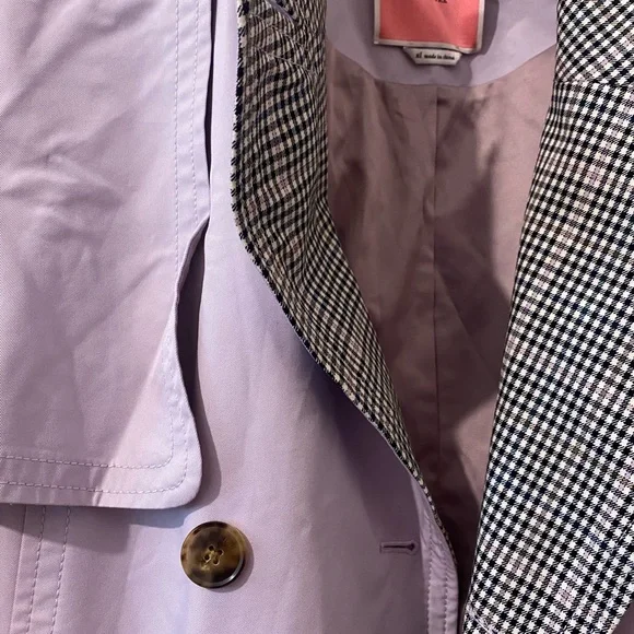 kate spade Lilac Trench Coat with Plaid Collar - Picture 7 of 12
